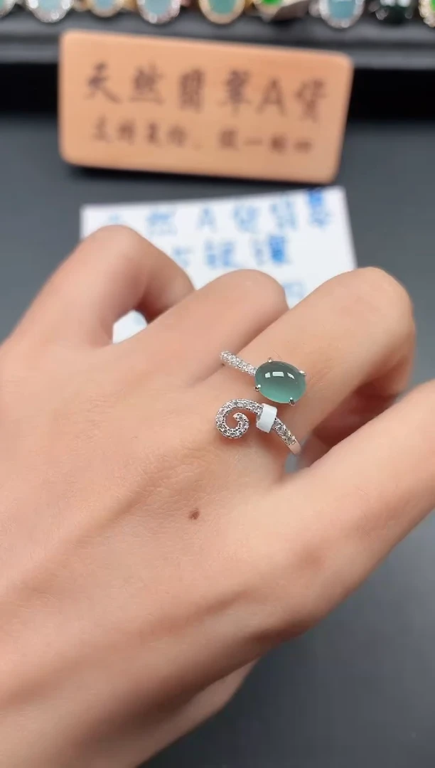 银S925镶嵌戒指翡翠111