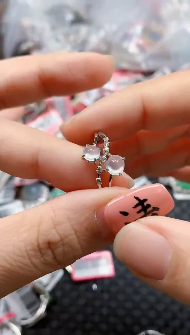 银S925镶嵌戒指翡翠天然A货缅甸翡翠