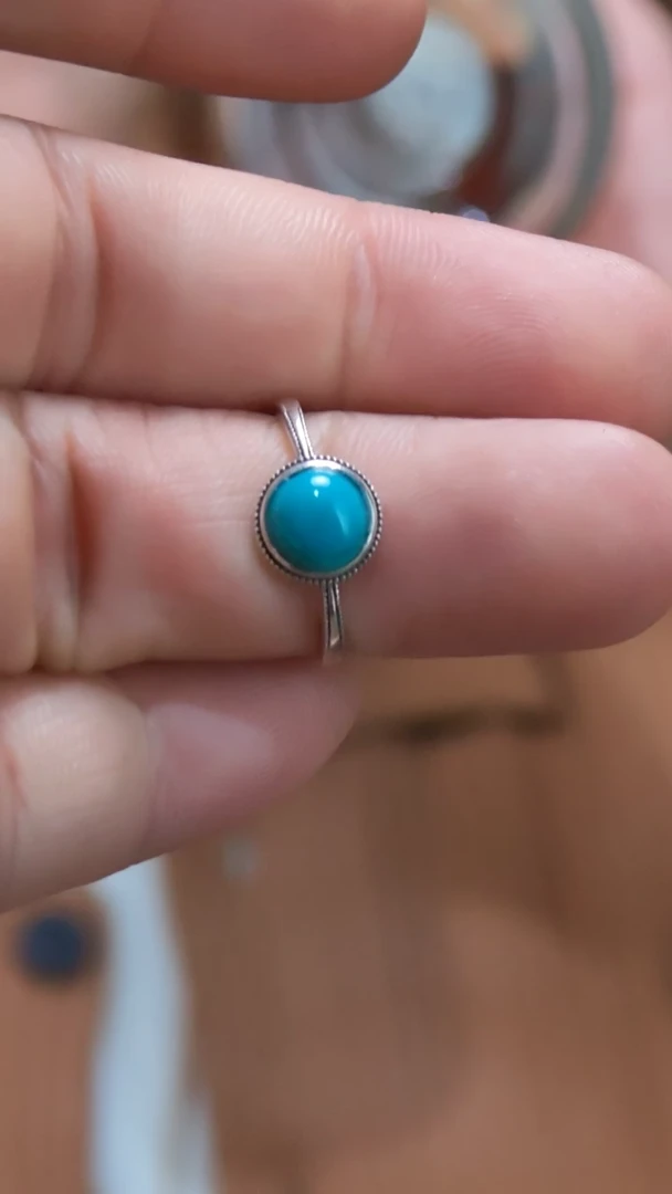 银S925镶嵌绿松石戒指S925银02绿松石戒指GW