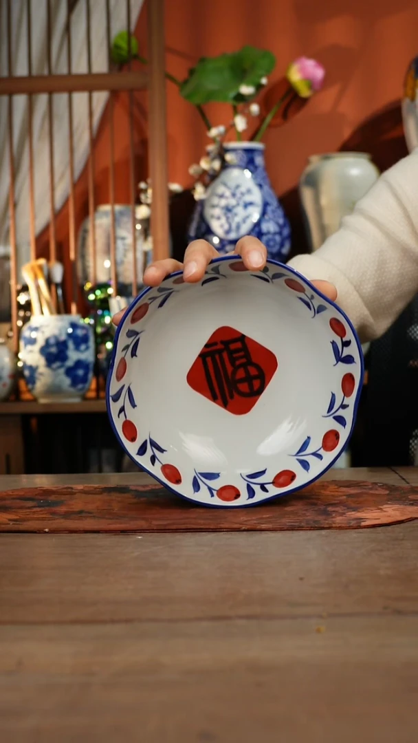 现代高温釉下彩手绘陶瓷餐具