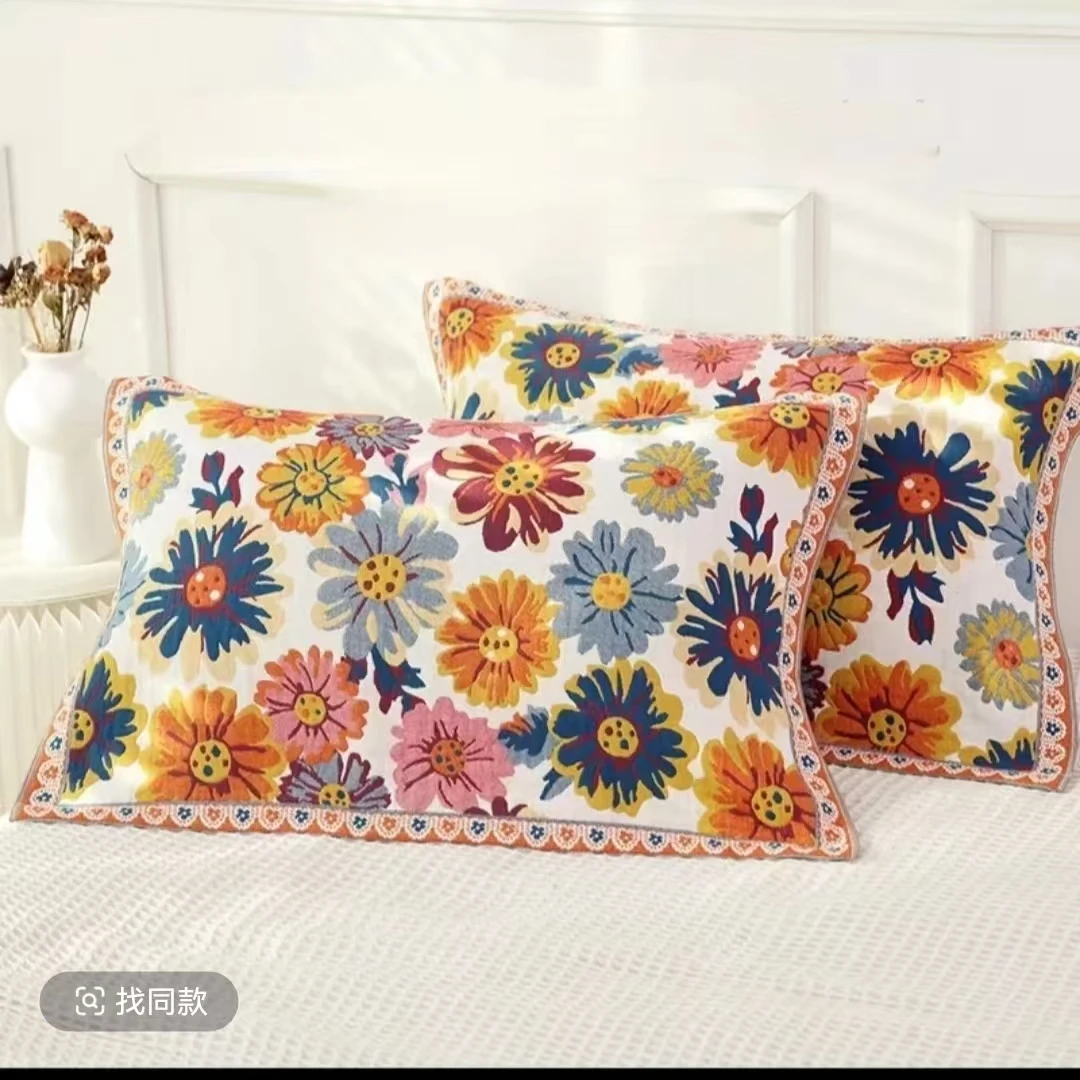 花朵枕巾一对加大加厚高档纱布枕巾透气柔软单人家用四季2025