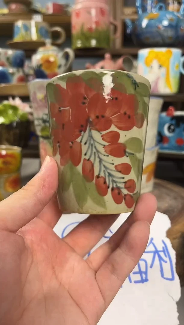杯子手绘高温釉下陶瓷