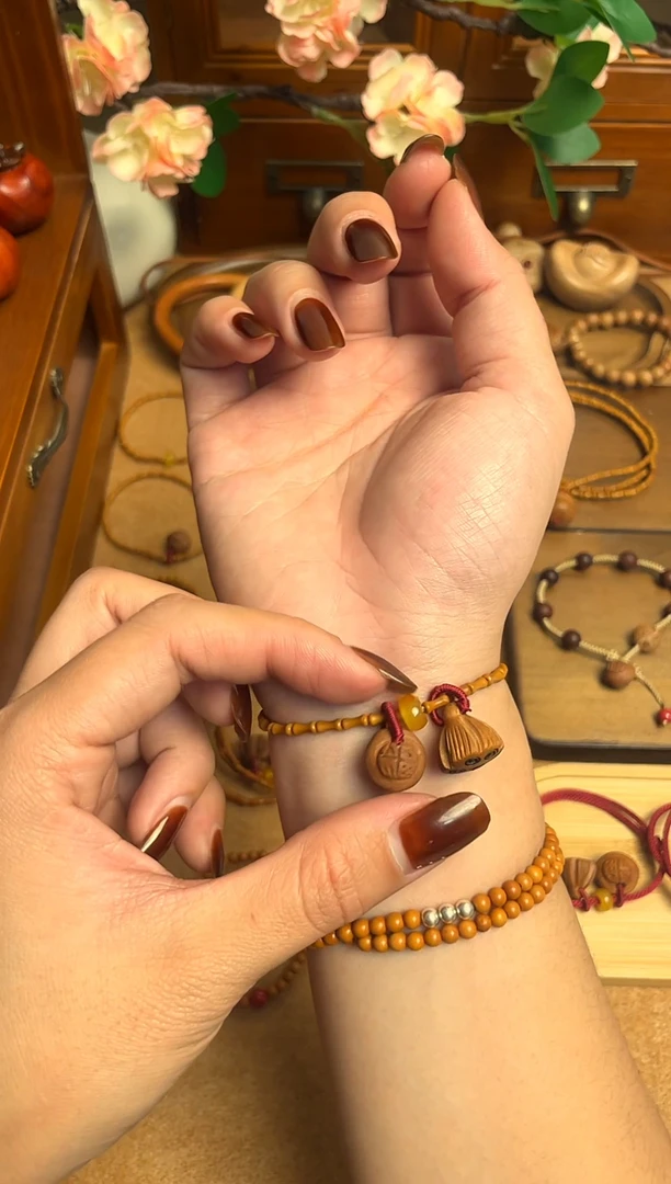 桃核竹节单圈好运莲莲    一物一拍