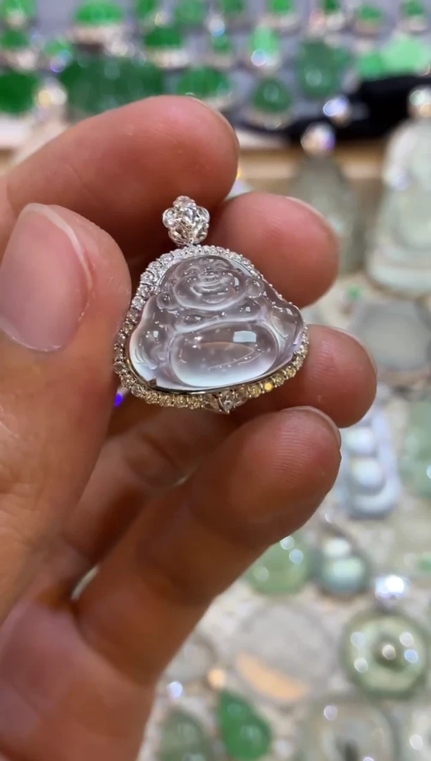 吊坠(不含链)18K金镶嵌翡翠佛公