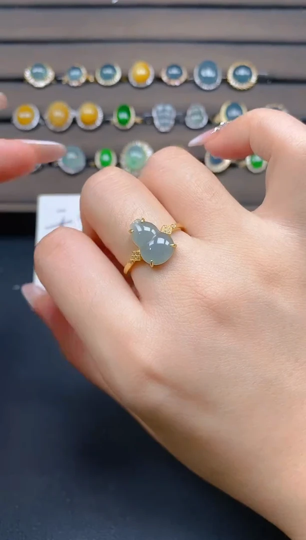 翡翠戒指银S925镶嵌26