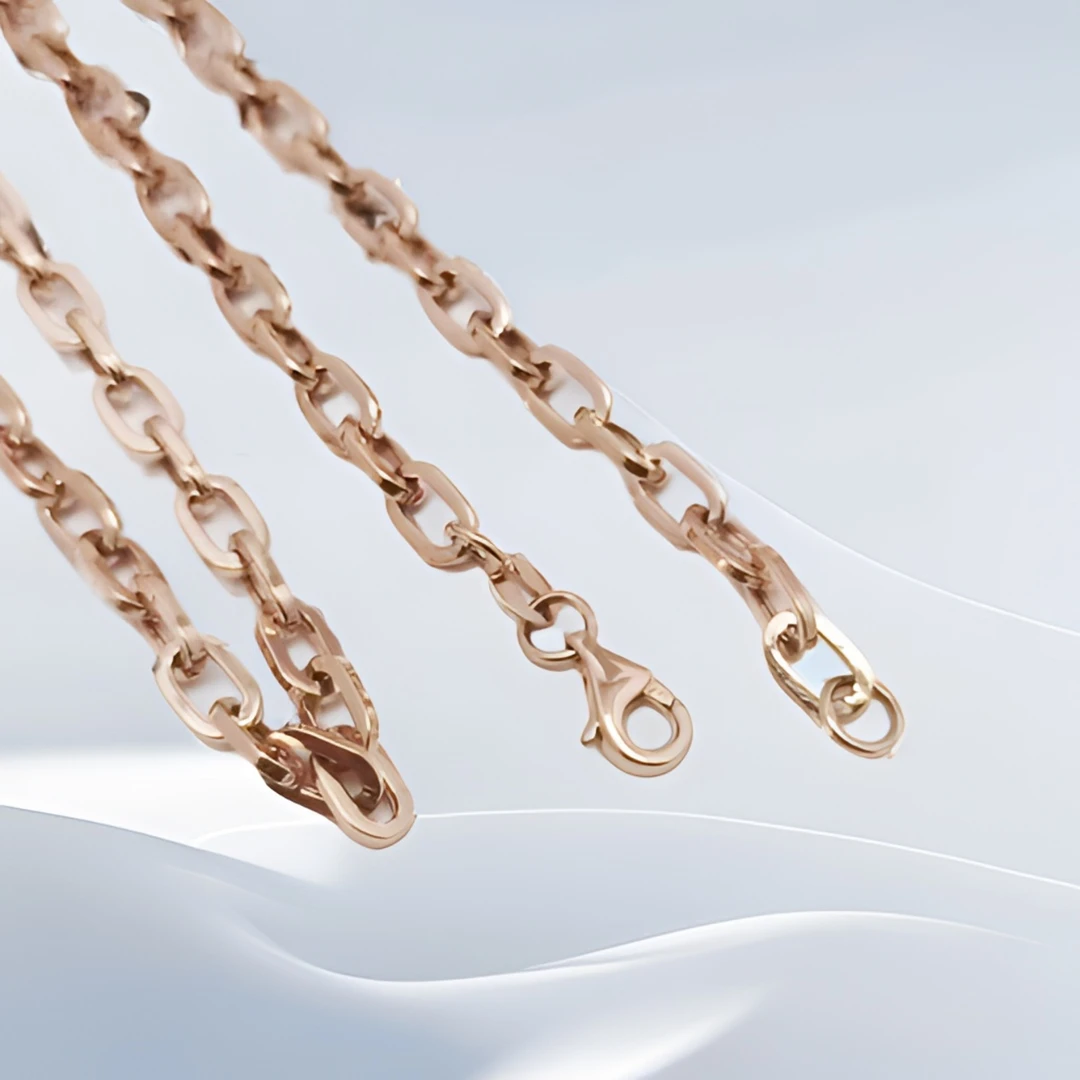 18k金 加粗花环想看纯链玫瑰金素款时尚百搭个性欧美进口工艺坠链