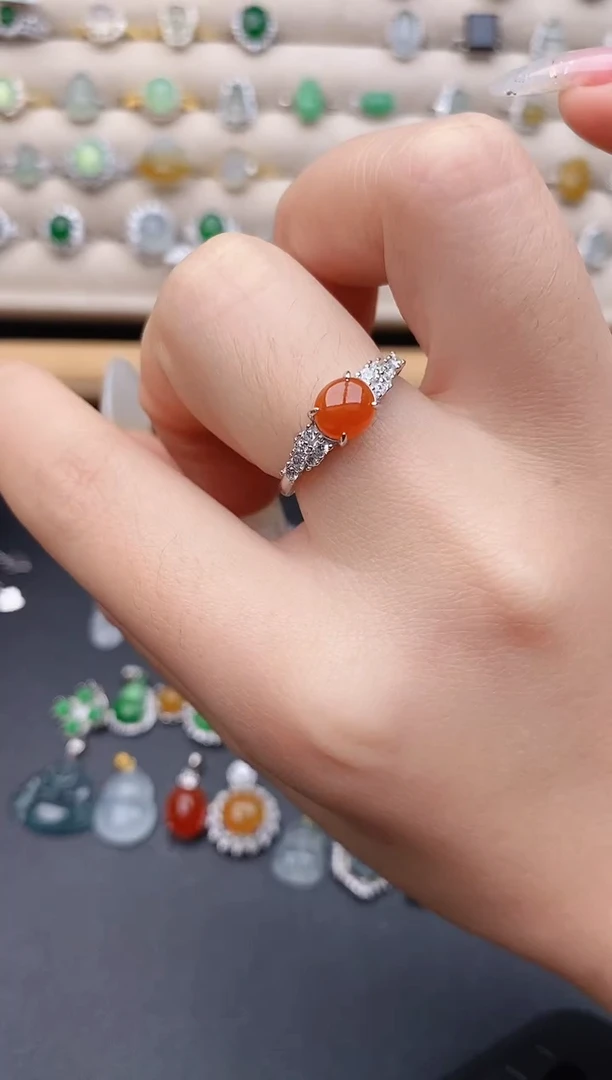 银S925镶嵌戒指翡翠0