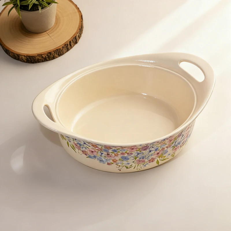 【朵雅丽】兰花系列磨砂汤碗家用大号双耳碗米饭碗高颜值甜品碗