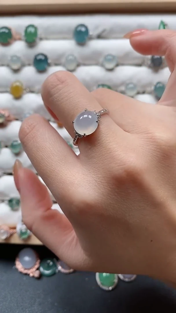 【闪购商品】翡翠戒指银S925镶嵌一物一证一礼盒