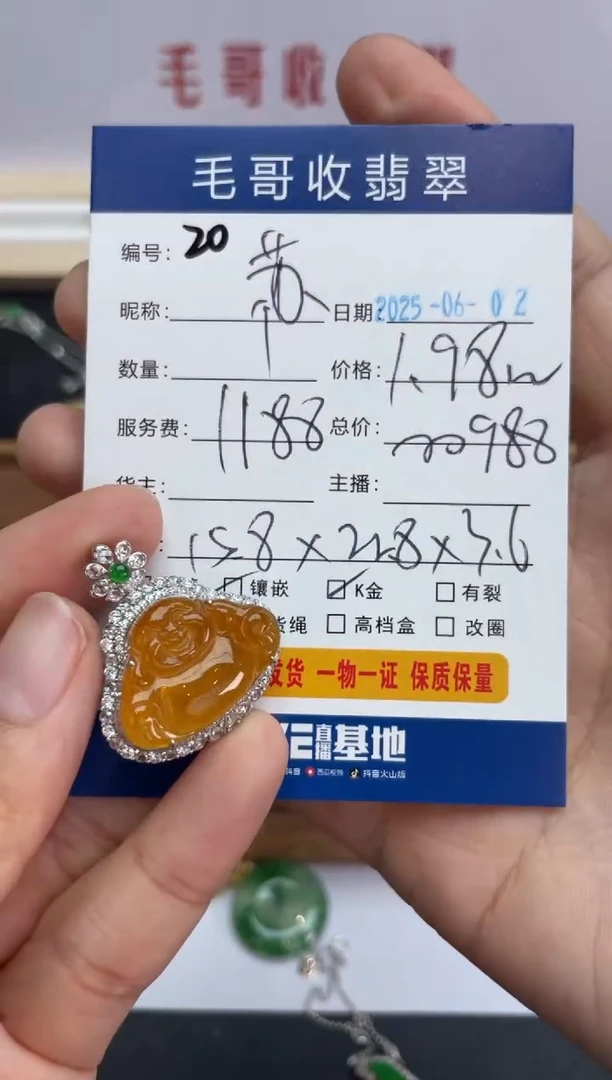 翡翠18K金镶嵌颈饰A货翡翠0602020