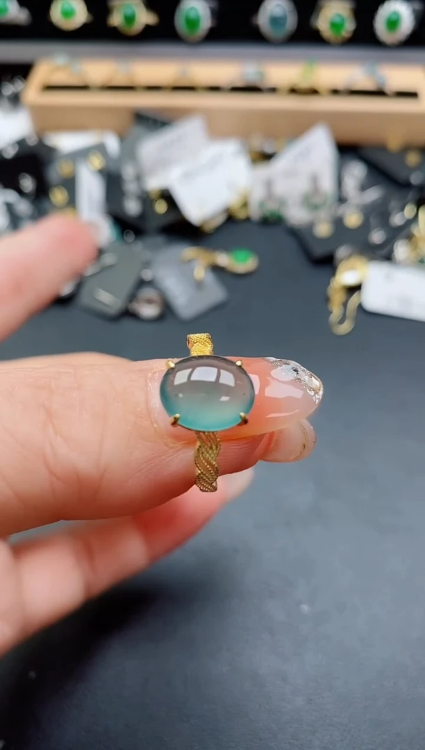 银S925镶嵌戒指翡翠1