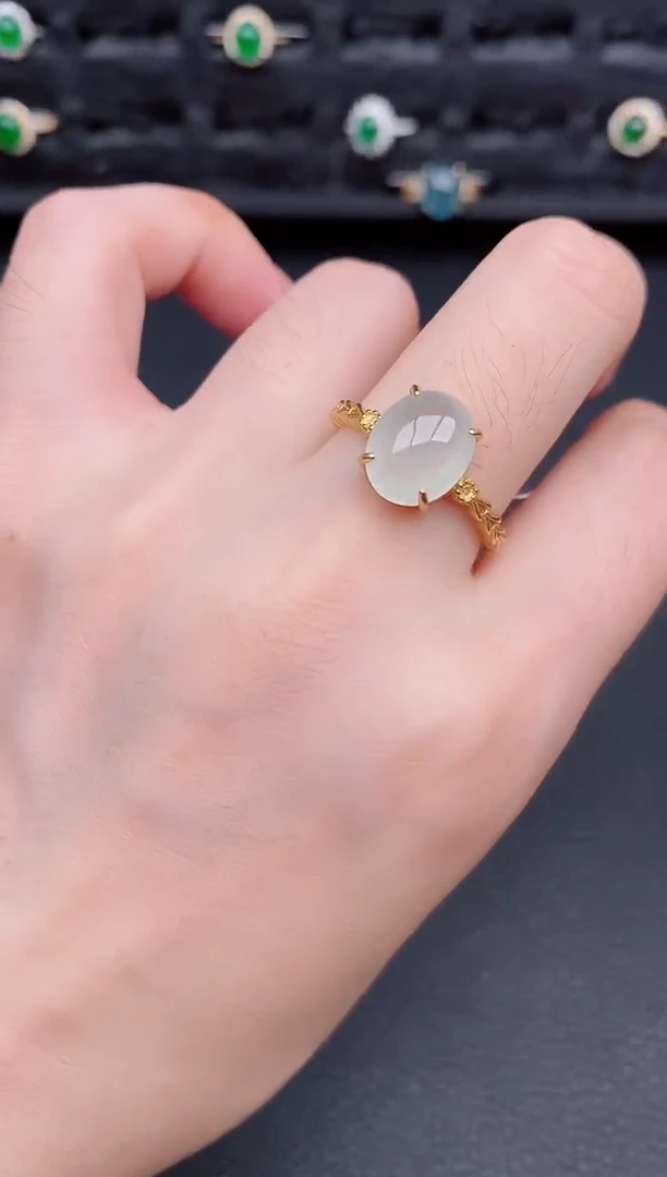 银S925镶嵌戒指翡翠天然a货翡翠173