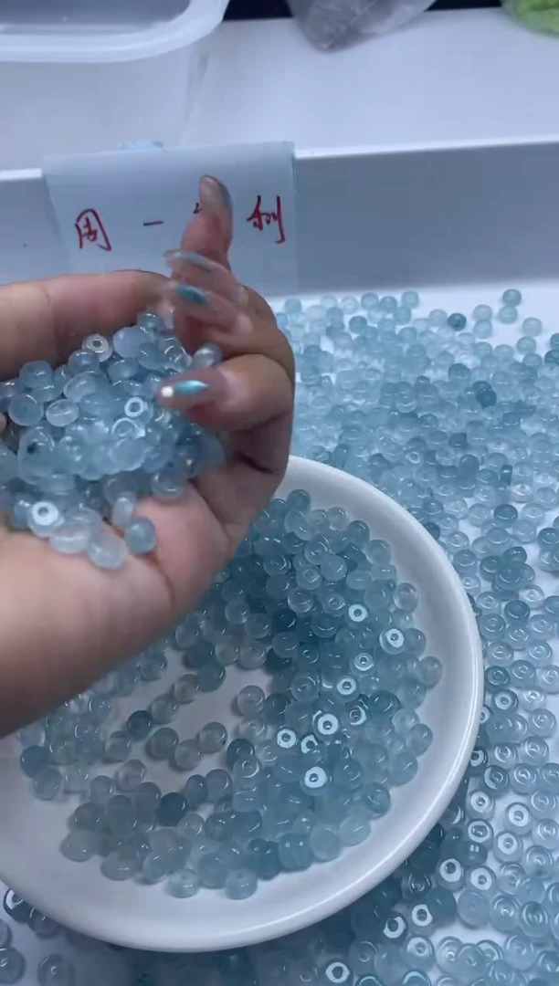 玛瑙/玉髓颈饰未镶嵌 W803冰川海蓝宝隔片6*3mm*40颗