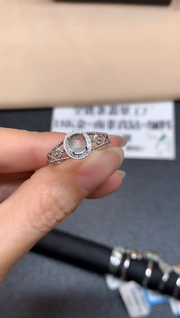 18K金镶嵌戒指翡翠【24小时鉴赏期】蛋面【无服务费