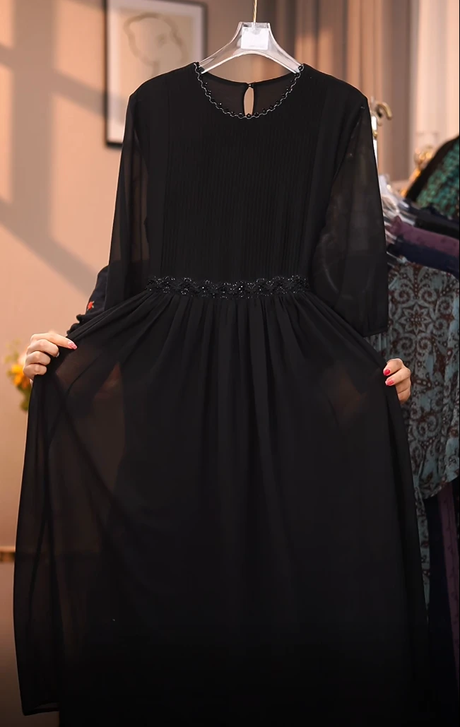 C7黑色高定XW1宽松连衣裙女装连衣裙显瘦长款