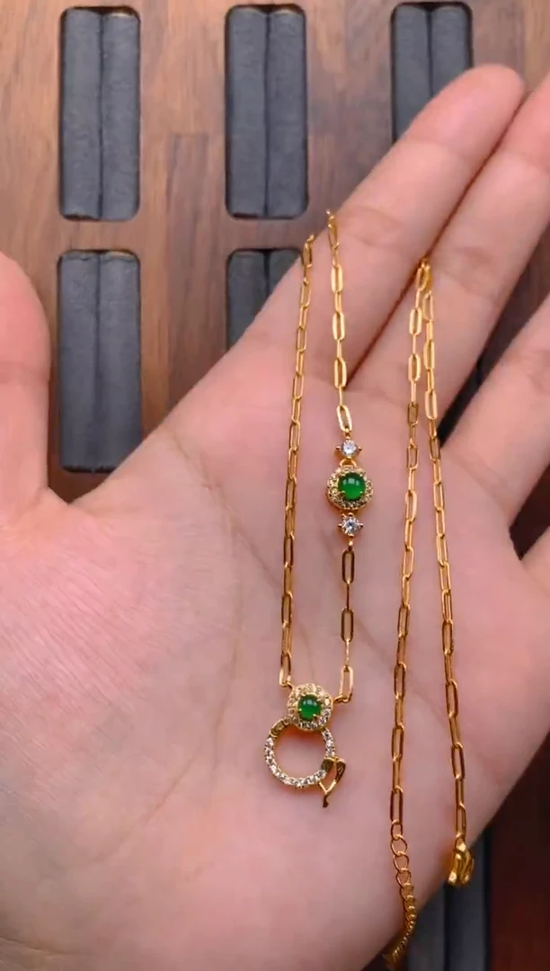 吊坠(不含链)银S925镶嵌翡翠蛋面项链