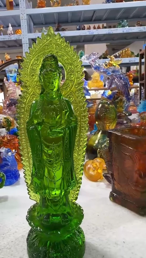 琉璃手工艺品绿观音135号微瑕·不退不换·介意勿拍