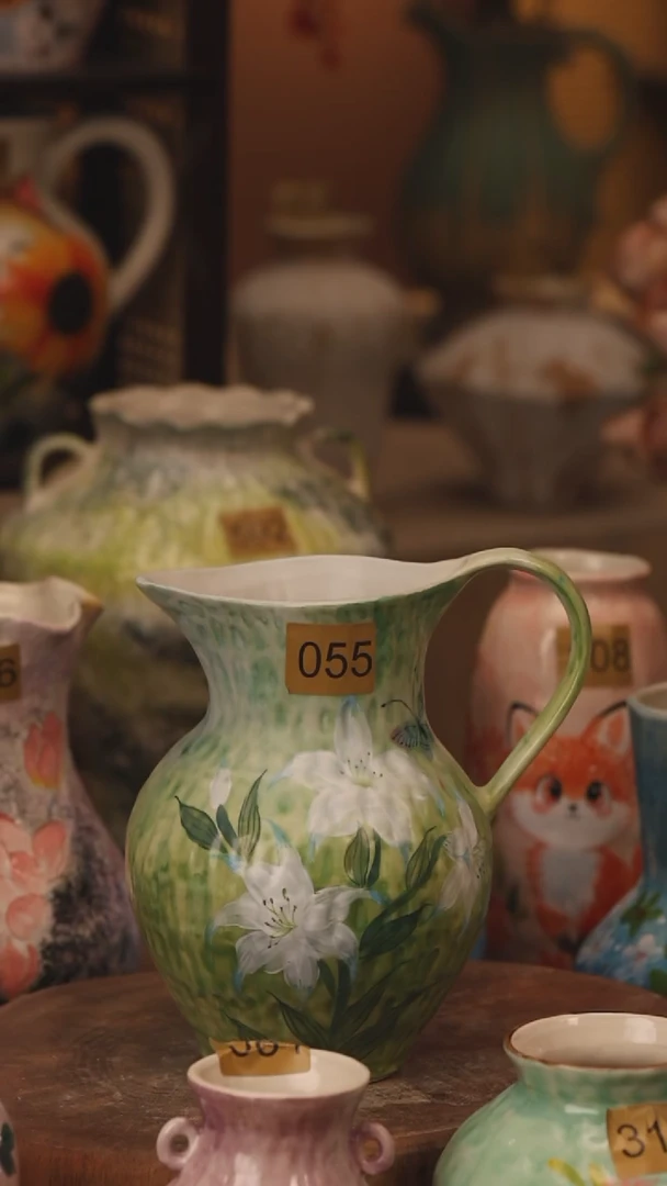 陶瓷055景德镇设计师手作花器摆件侘寂风