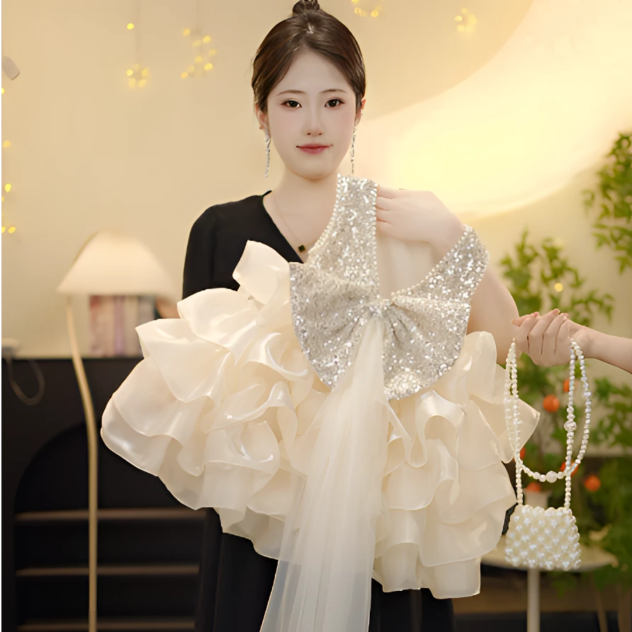 WH【盈盈金蝶】2025女童轻奢礼服裙春夏秋季新款立体走秀洋气蓬蓬裙