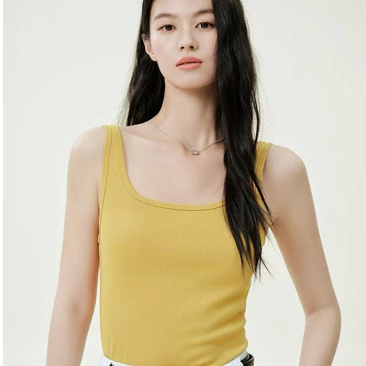 美洋MEIYANG 沙漏背心 刚需单品！方领无袖弹力修身显瘦上衣-周一