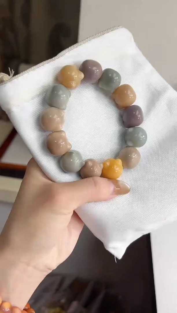 手串菩提根/象牙果沐t81干磨横孔猫猫头18mm手串