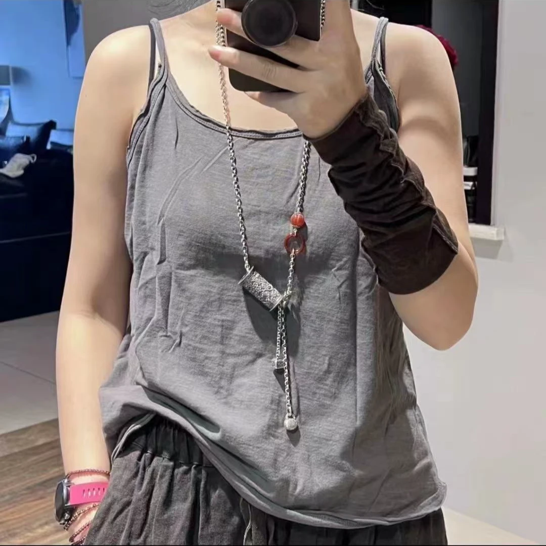 8122新款夏季纯棉黑色牛仔外穿背心百搭休闲通勤时尚通勤时尚复古