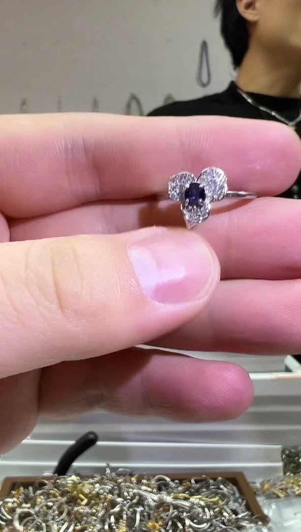 戒指蓝宝石银S925镶嵌1231m020多样性发其一