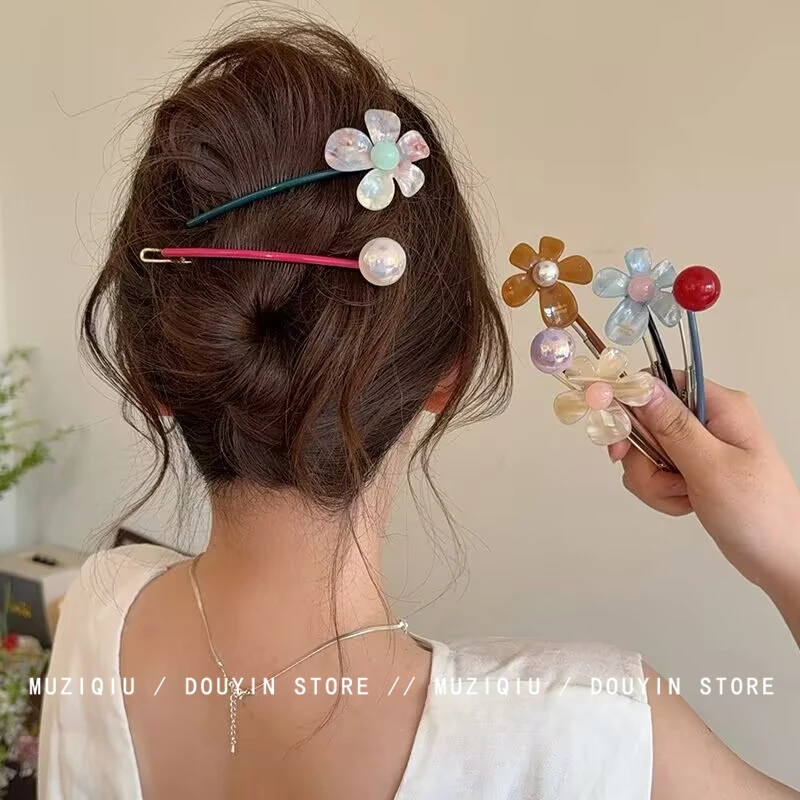 木子秋高级感晕染花一字青蛙扣抓夹高级感气质时尚甜美搭网红发夹