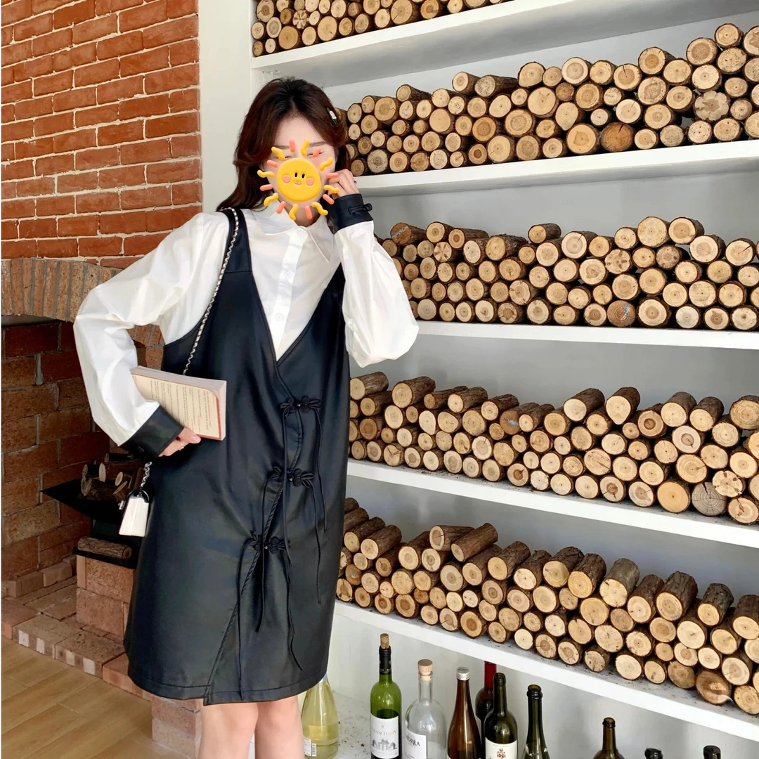 新中式皮衣套装裙超好看裙子显瘦气质洋气时尚减龄宽松