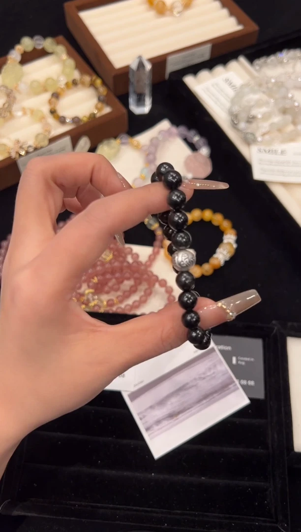 【闪购商品】水晶手链足银镶嵌金运石手链x1394