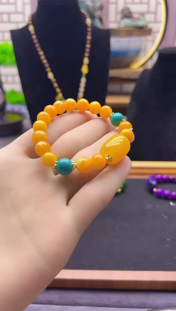 【闪购商品】蜜蜡耳饰14K金镶嵌S366