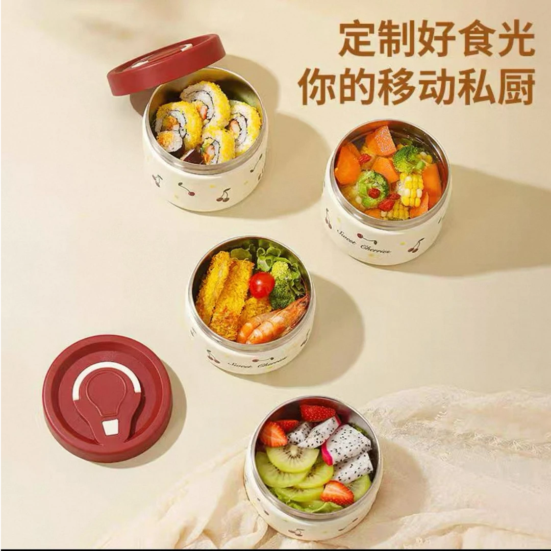便携樱桃饭盒上班族便当盒带饭便当餐盒2025新款网红家用