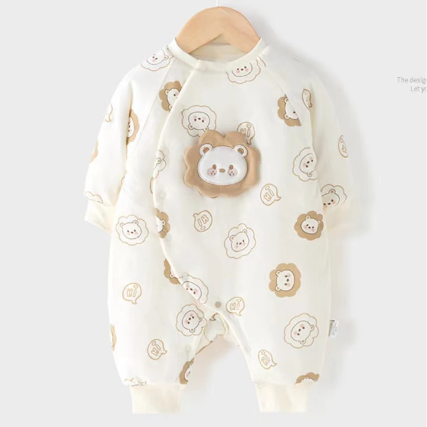 【纯棉贴身棉衣】秋冬新款夹棉连体衣婴幼儿哈衣新生儿宝棉衣