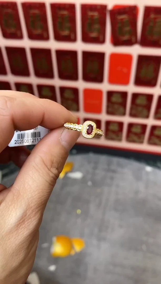 银S925镶嵌戒指红宝石红宝石戒指