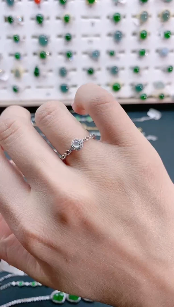 【闪购商品】翡翠戒指银S925镶嵌天然翡翠