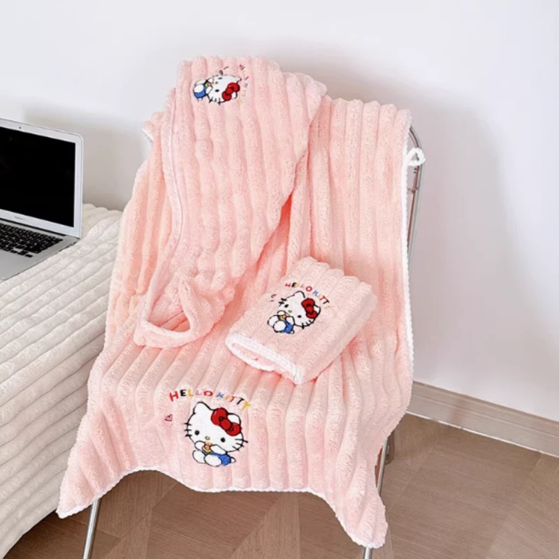 Hellokitty凯蒂猫浴巾女成人家用比纯棉吸水儿童可爱卡通浴巾yj