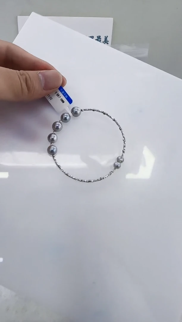 未镶嵌海水珍珠DA海水灰珠手镯 y132