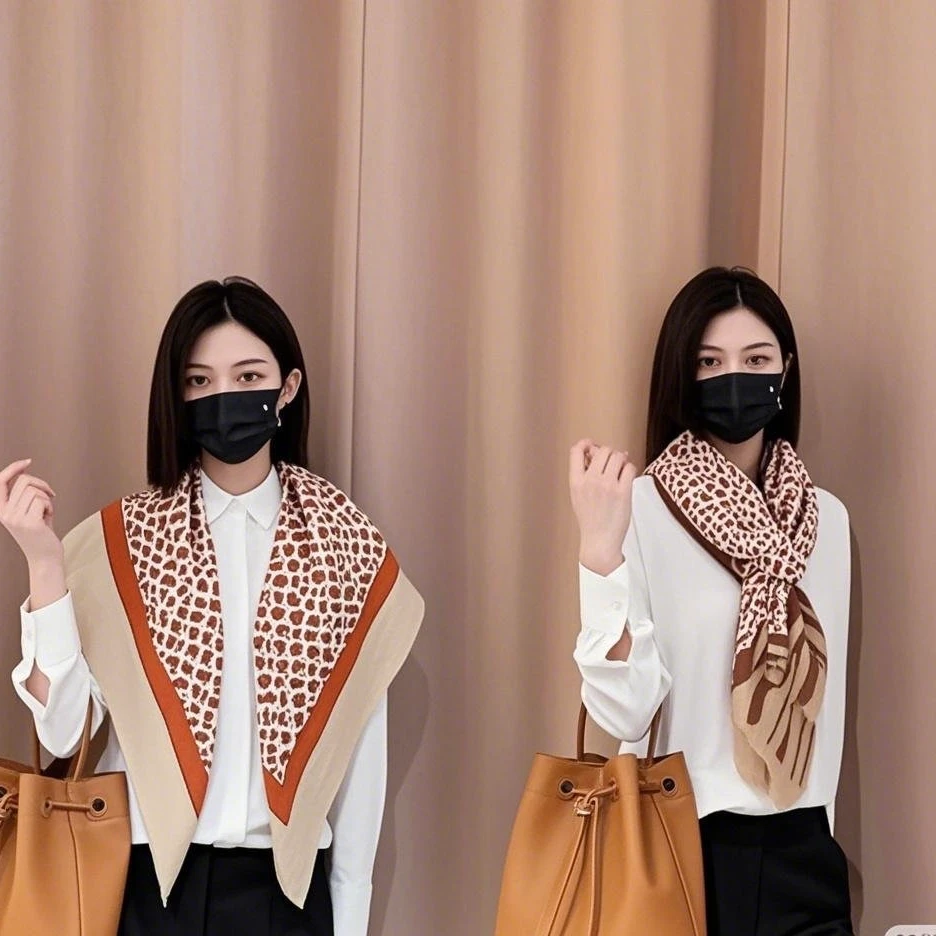 内蒙古源头直发 1m*1m方巾满印水溶纯羊毛200支超薄披肩围巾百搭