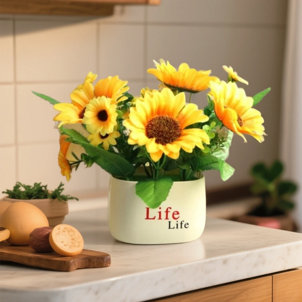 时尚简约仿真向日葵仿真花假花餐桌家居室内装饰品花艺摆件