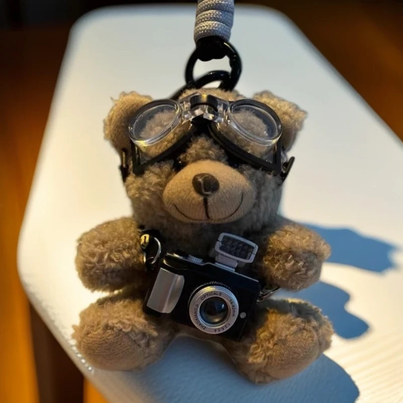相机小熊挂件包包装饰毛绒玩偶公仔情侣钥匙扣钥匙链礼物汽车挂件