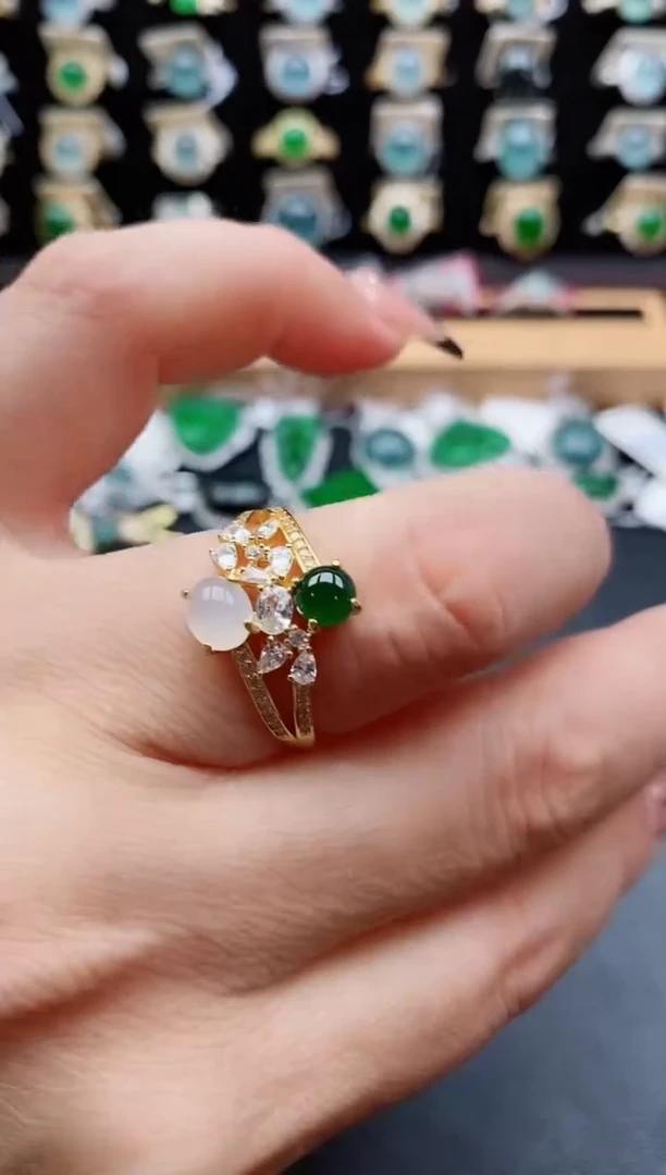 银S925镶嵌戒指翡翠1