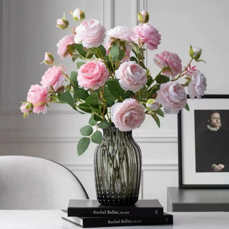 洋牡丹花仿真摆件客厅卧室床头花束插花装饰人造假花仿真花