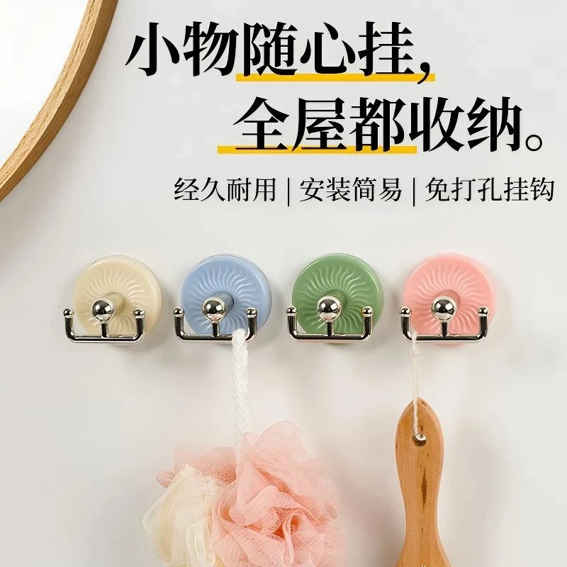 【拍一发四】吸盘旋转挂钩强力粘胶免打孔学生宿舍强力承重双头