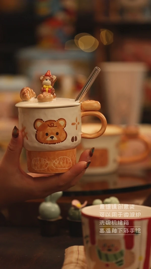 陶瓷景德镇可爱陶瓷釉下彩绘设计师款