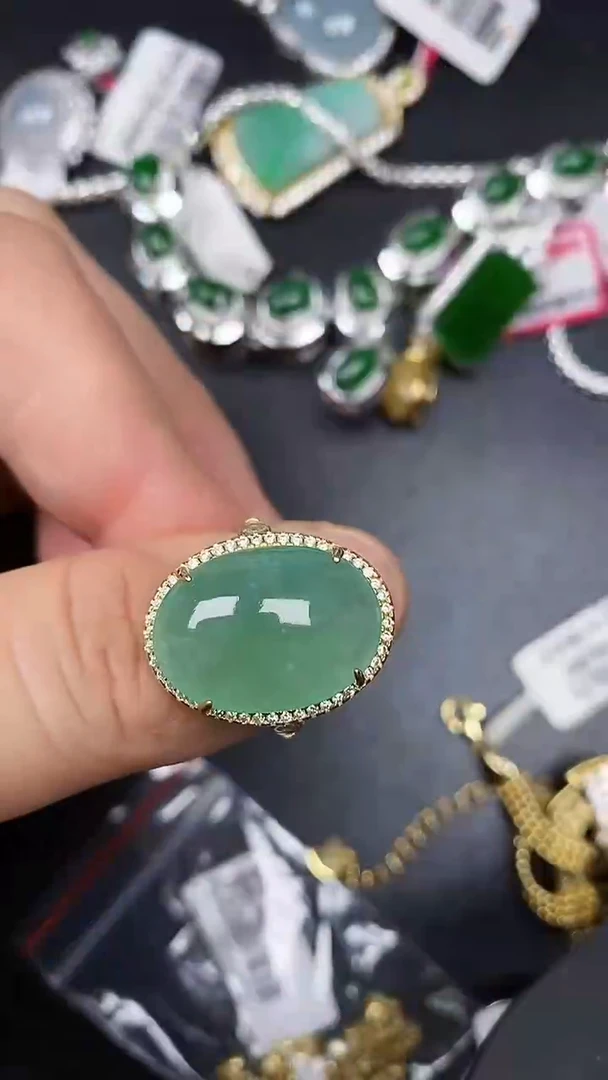 银S925镶嵌戒指翡翠1300