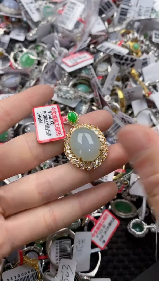 银S925镶嵌戒指翡翠333   3