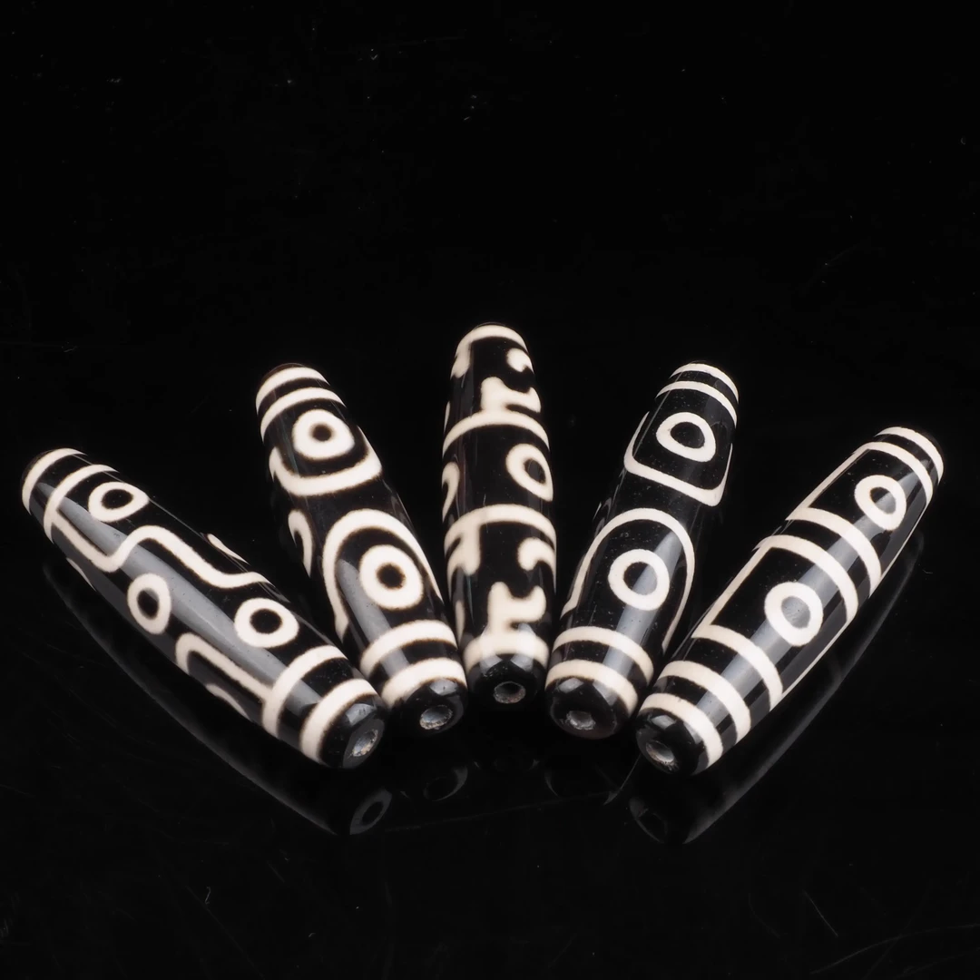 雨夜天珠台湾蚀花工艺手工浆风化超长九眼条纹项链锁骨链