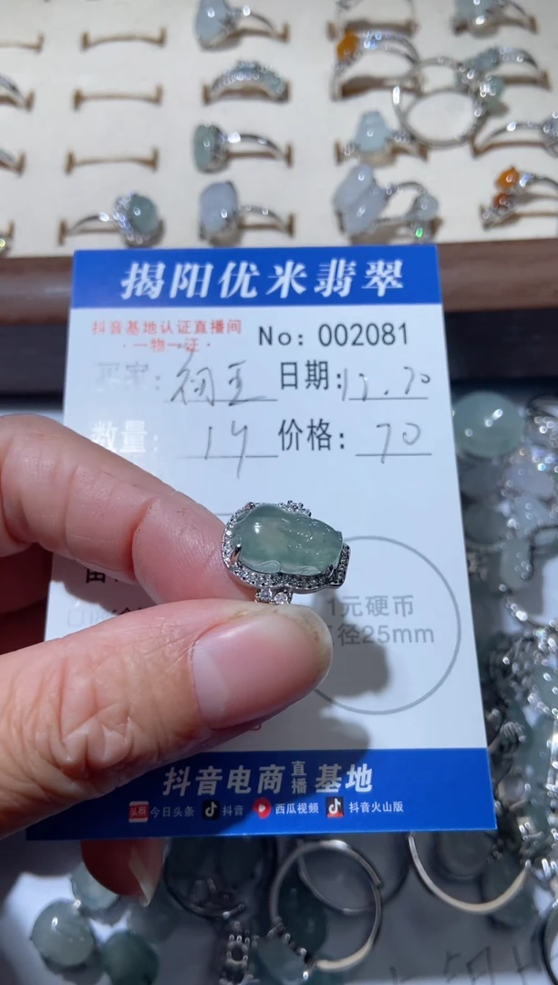 银S925镶嵌戒指翡翠初**蛰银S925镶嵌