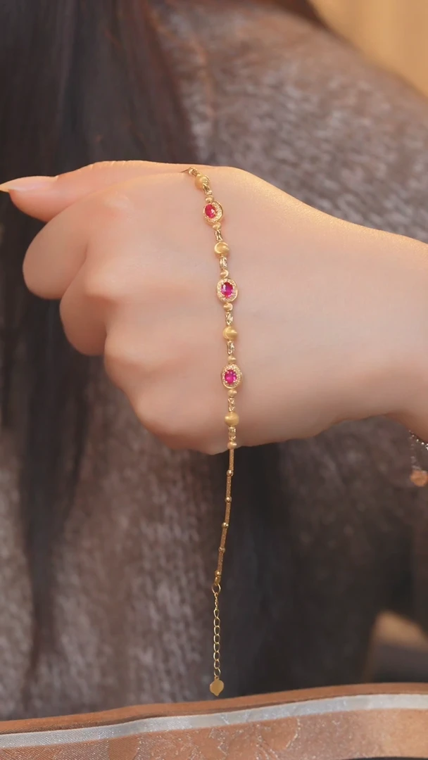 【闪购商品】红宝石手链18K金镶嵌无烧 @@U9439