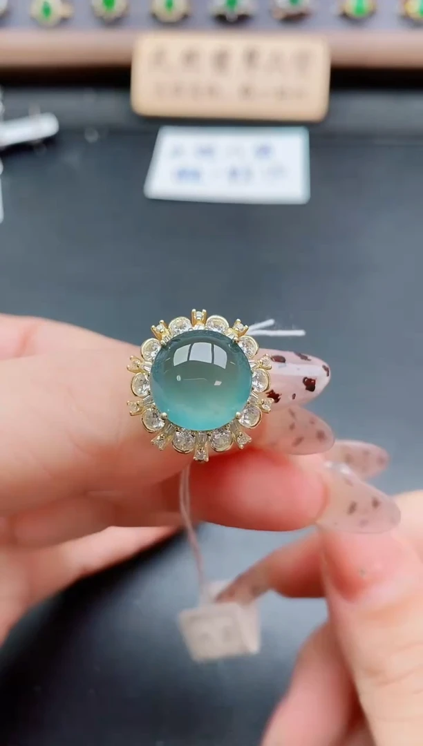 银S925镶嵌戒指翡翠1